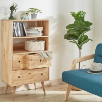 Ραφιέρα με συρτάρια Nextdeco Natural μασίφ ξύλο Υ115x60x40εκ.