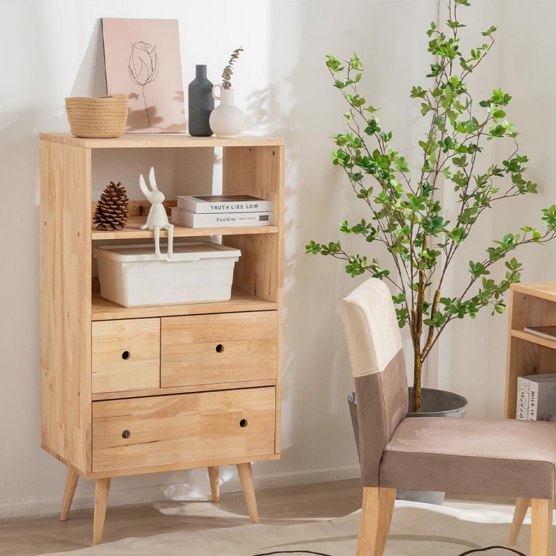 Ραφιέρα με συρτάρια Nextdeco Natural μασίφ ξύλο Υ115x60x40εκ.