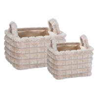 Καλάθια υφασμάτινα σετ 2τμχ μπεζ λωρίδες Καλάθια υφασμάτινα σετ 2τμχ μπεζ λωρίδες