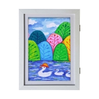 Κορνίζα για παιδικές ζωγραφιές Α4, με χώρο αποθήκευσης λευκή Υ30×21εκ.