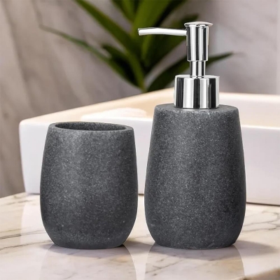 Σετ αξεσουάρ μπάνιου 3 τμχ κεραμικό μαύρο