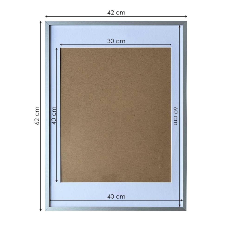 Κορνίζα τοίχου μεταλλική ασημί με ακρυλικό τζάμι 60x40εκ.