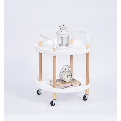 Τραπέζι βοηθητικό - τρόλεϊ ξύλινο με 2 επίπεδα λευκό 48x48xΥ51εκ. Τραπέζι βοηθητικό - τρόλεϊ ξύλινο με 2 επίπεδα λευκό 48x48xΥ51εκ.