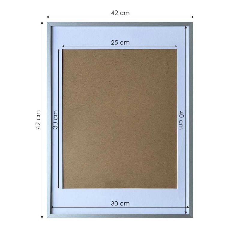 Κορνίζα τοίχου μεταλλική ασημί με ακρυλικό τζάμι 40x30εκ.