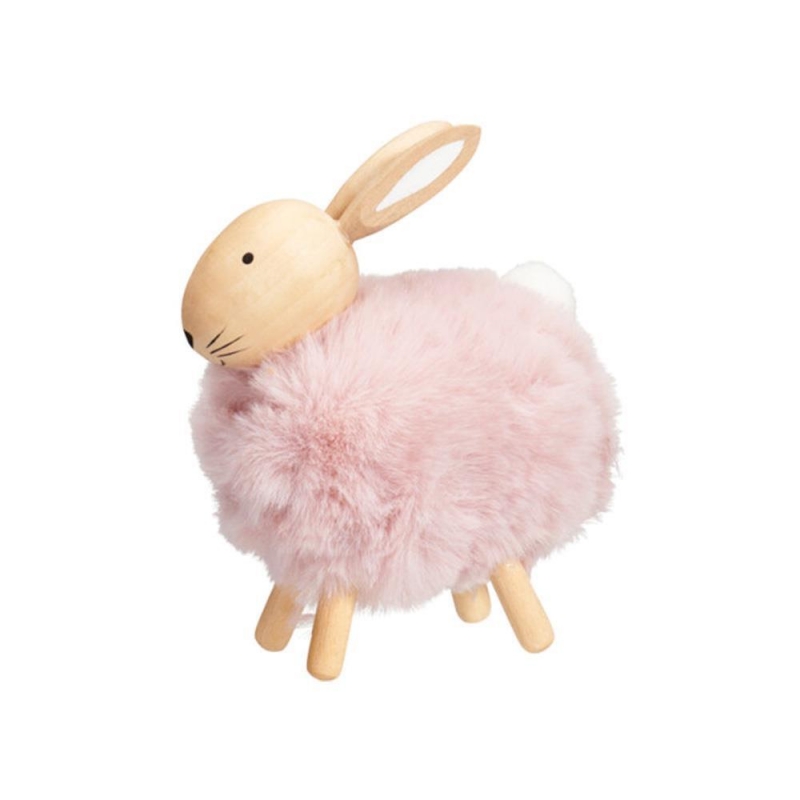 Λαγουδάκι διακοσμητικό 10×16,5×13εκ. συνθετική γούνα και ξύλο ροζ Λαγουδάκι διακοσμητικό 10×16,5×13εκ. συνθετική γούνα και ξύλο ροζ