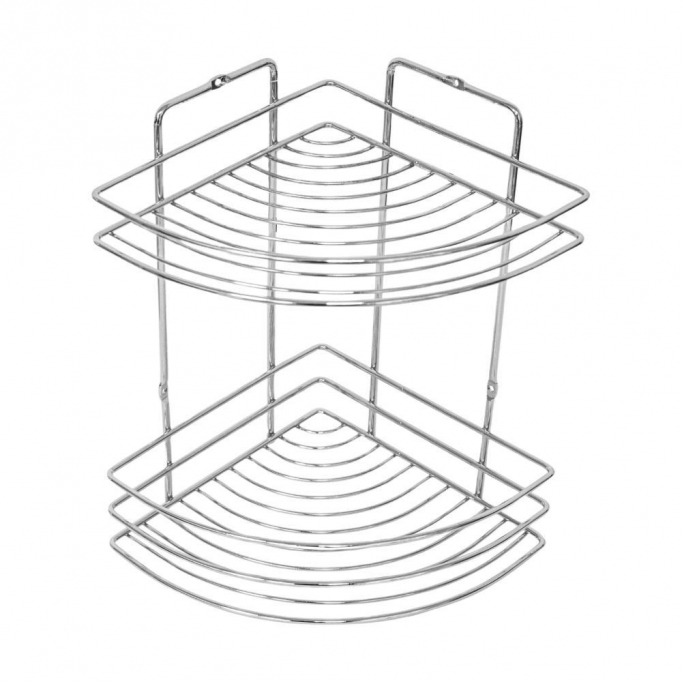 Ραφιέρα μπάνιου γωνιακή με 2 ράφια Υ27xØ19εκ. επιχρωμιωμένο ατσάλι