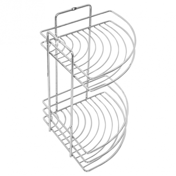 Ραφιέρα μπάνιου γωνιακή με 2 ράφια Υ27xØ19εκ. επιχρωμιωμένο ατσάλι