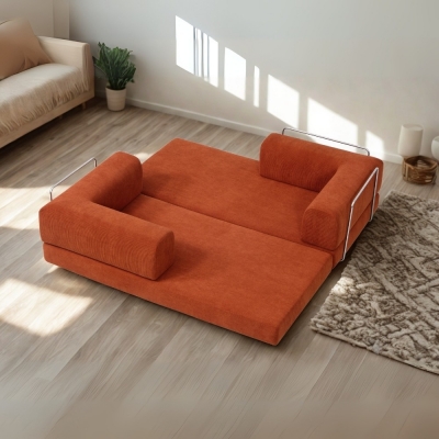 Compressed Nextdeco καναπές-κρεβάτι πορτοκαλί 200x100x75εκ. Compressed Nextdeco καναπές-κρεβάτι πορτοκαλί 200x100x75εκ.