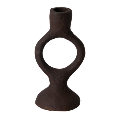 Κηροπήγιο αλουμινίου στρογγυλό στη βάση σκούρο καφέ Υ16,5εκ.