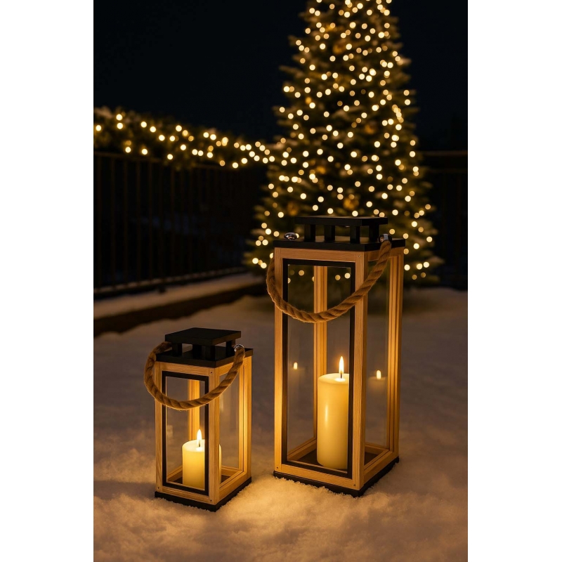 Φανάρια ξύλινα σετ 2 τμχ 32εκ. - 50εκ. Φανάρια ξύλινα σετ 2 τμχ 32εκ. - 50εκ.