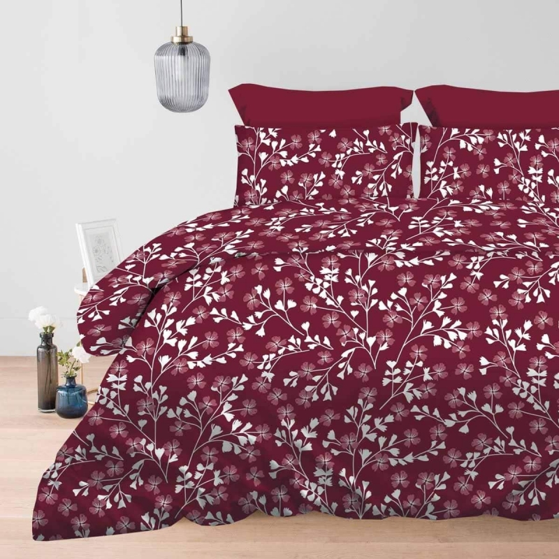 Σετ υπέρδιπλα σεντόνια Daisy redwine από 100% βαμβάκι 245x260εκ. Σετ υπέρδιπλα σεντόνια Daisy redwine από 100% βαμβάκι 245x260εκ.