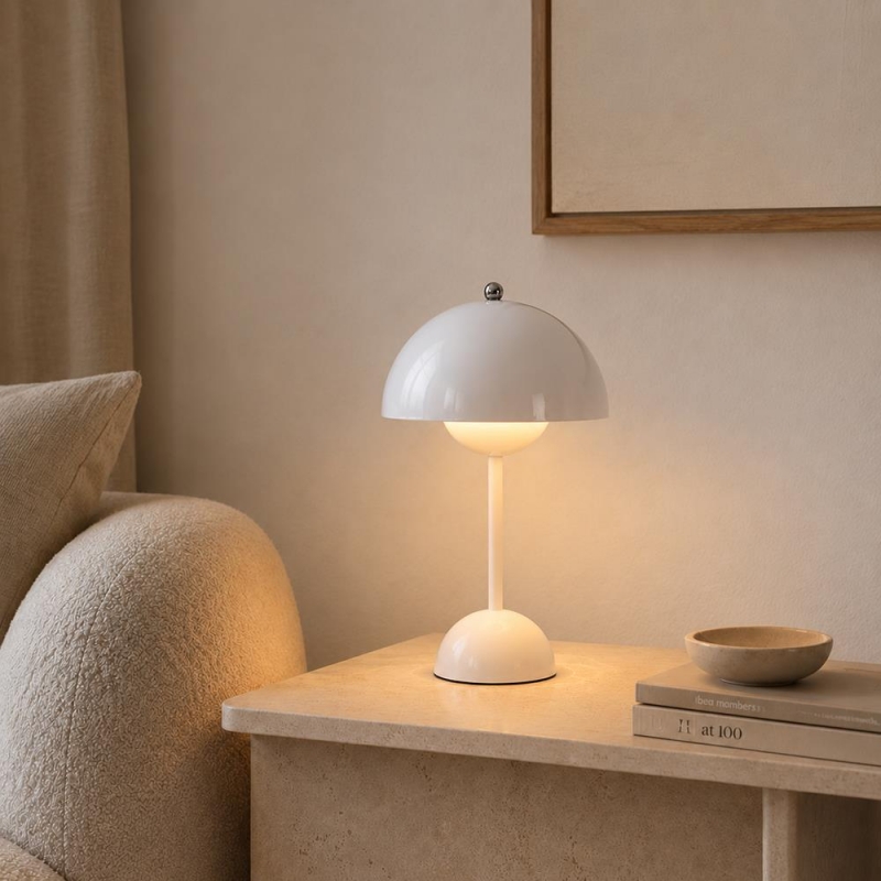 Φωτιστικό επιτραπέζιο Nextdeco LED μεταλλικό και ακρυλικό λευκό αφής Φ18xΥ31εκ.
