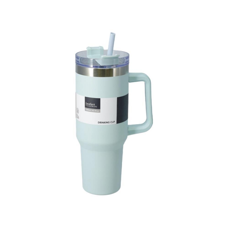 Θερμός ποτήρι 1200ml μέντα ανοξείδωτο με καλαμάκι