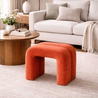 Σκαμπό Nextdeco καφέ βελούδινο ύφασμα 55x36x47εκ.