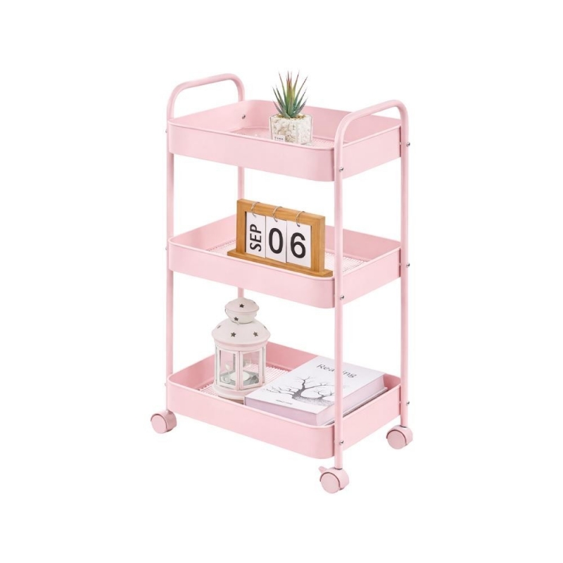 Τρόλεϊ- καλάθι Υ70.5x43x30εκ. μεταλλικό με 3 θήκες αποθήκευσης ροζ Τρόλεϊ- καλάθι Υ70.5x43x30εκ. μεταλλικό με 3 θήκες αποθήκευσης ροζ