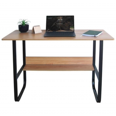 Γραφείο με μαύρο μεταλλικό σκελετό και ξύλινη επιφάνεια 100x45xΥ73εκ. Γραφείο με μαύρο μεταλλικό σκελετό και ξύλινη επιφάνεια 100x45xΥ73εκ.
