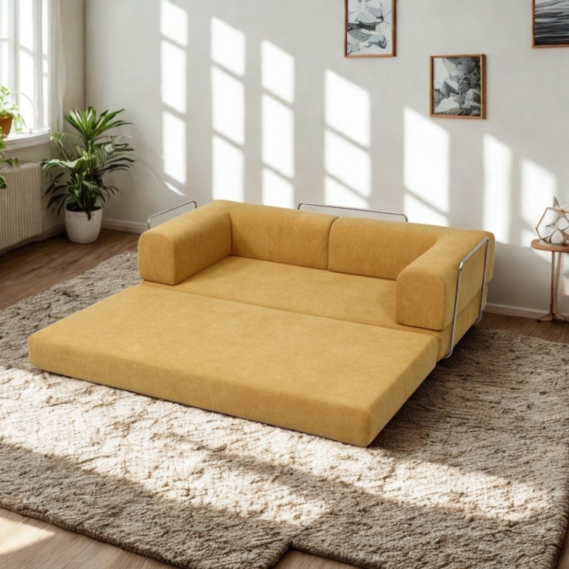 Compressed Nextdeco καναπές-κρεβάτι κίτρινος 200x100x75εκ.