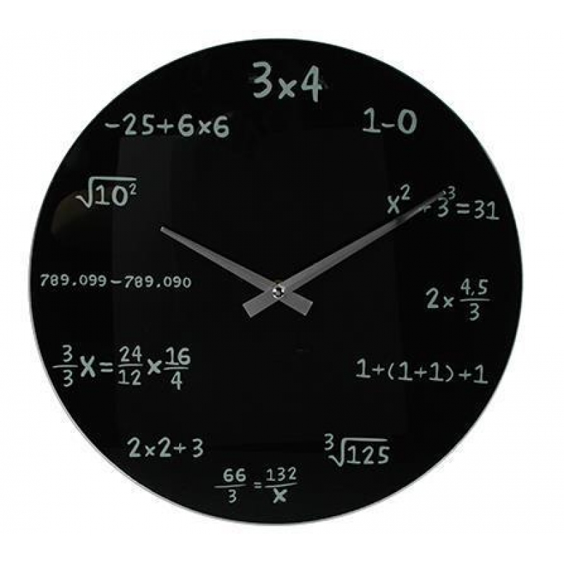 Ρολόι τοίχου γυάλινο μαύρο "mathematic" Ø35εκ.