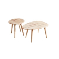 Τραπεζάκια σαλονιού σετ 2 Nextdeco Natural μασίφ ξύλο Υ38,5x70x49,5εκ - Y43xØ45εκ.