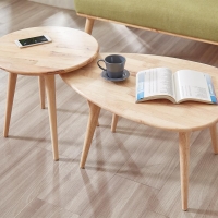 Τραπεζάκια σαλονιού σετ 2 Nextdeco Natural μασίφ ξύλο Υ38,5x70x49,5εκ - Y43xØ45εκ.