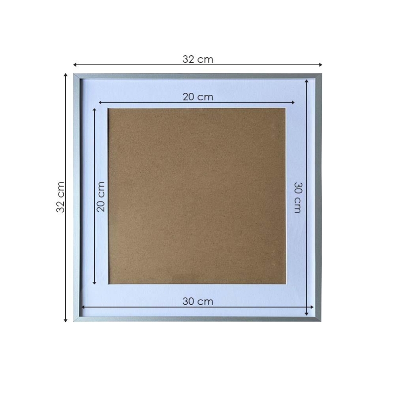 Κορνίζα τοίχου μεταλλική ασημί με ακρυλικό τζάμι 30x30εκ.