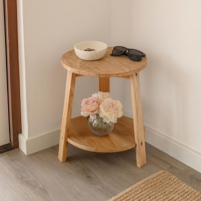 Τραπεζάκι Nextdeco 2 επιπέδων ανακυκλωμένο ξύλο mahoni Υ45Ø40εκ