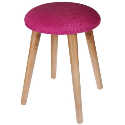 Σκαμπό υφασμάτινο Nextdeco φουξ με ξύλινα πόδια Υ37x35Ø εκ. Σκαμπό υφασμάτινο Nextdeco φουξ με ξύλινα πόδια Υ37x35Ø εκ.