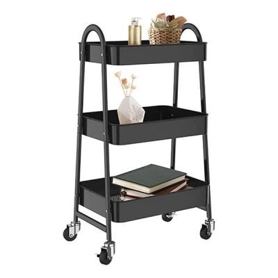 Τρόλεϊ- καλάθι με 3 θήκες αποθήκευσης μαύρο Υ77x41x33εκ. Τρόλεϊ- καλάθι με 3 θήκες αποθήκευσης μαύρο Υ77x41x33εκ.