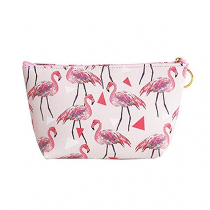 Κασετίνα pu "Flamingo" λευκό-ροζ Y13x22x16εκ.