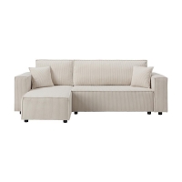 Καναπές - διπλό κρεβάτι Nextdeco γωνιακός με αποθηκευτικό χώρο μπεζ Υ82×240×92-142εκ