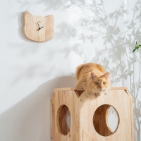 Σπιτάκι γάτας- σκαμπό Nextdeco Natural μασίφ ξύλο 40x40x40εκ.