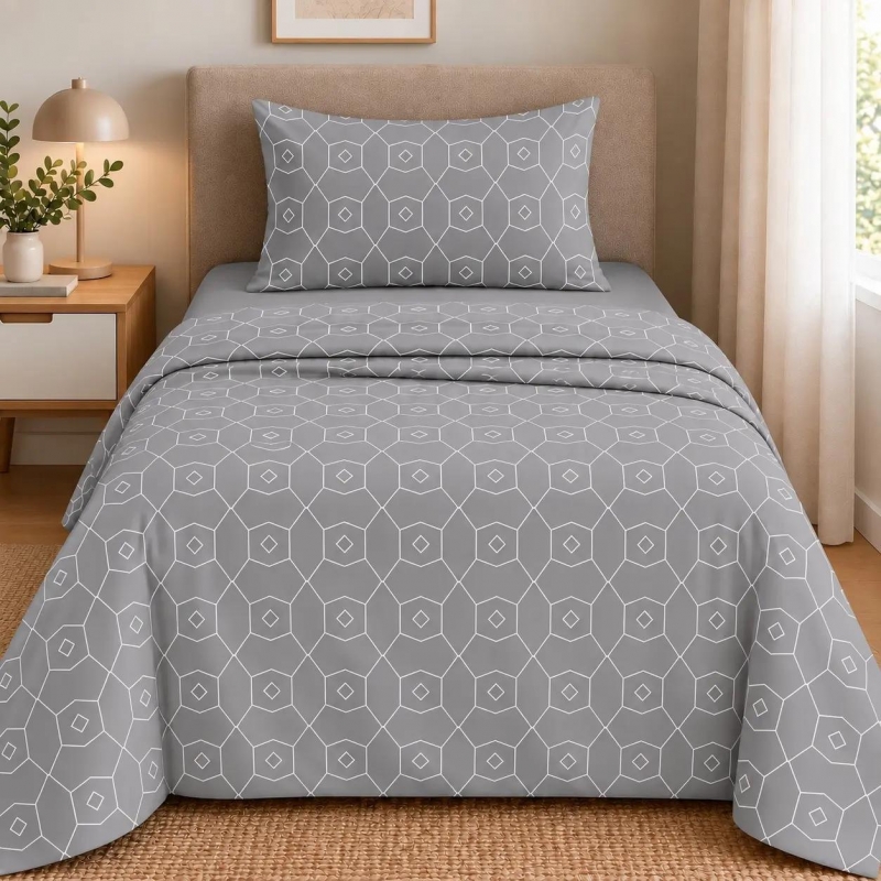Σετ σεντόνια μονά Giulia grey από 100% βαμβάκι 175x260εκ.