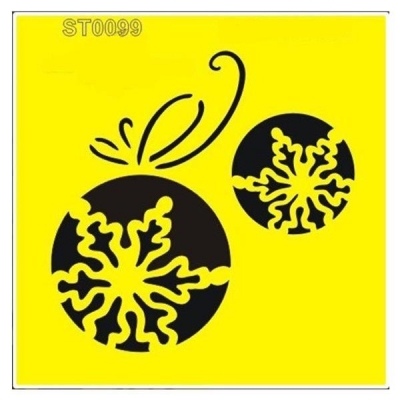 Στένσιλ πλαστικό "Χριστουγεννιάτικες μπάλες" 16x16εκ.  (ST0099A)