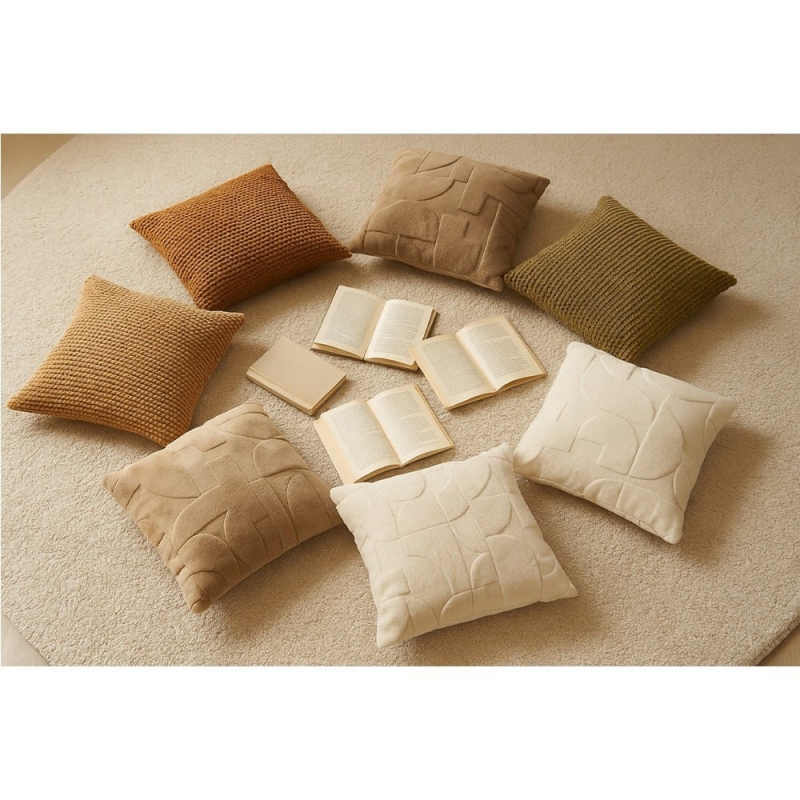 Μαξιλάρι διακοσμητικό με γραμμές εκρού 45x45εκ. Μαξιλάρι διακοσμητικό με γραμμές εκρού 45x45εκ.