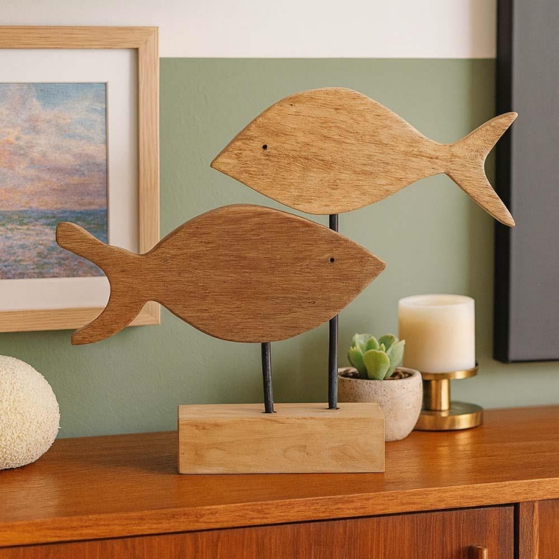 Ξύλινα διακοσμητικά ψάρια  Υ36xM38xΠ8εκ