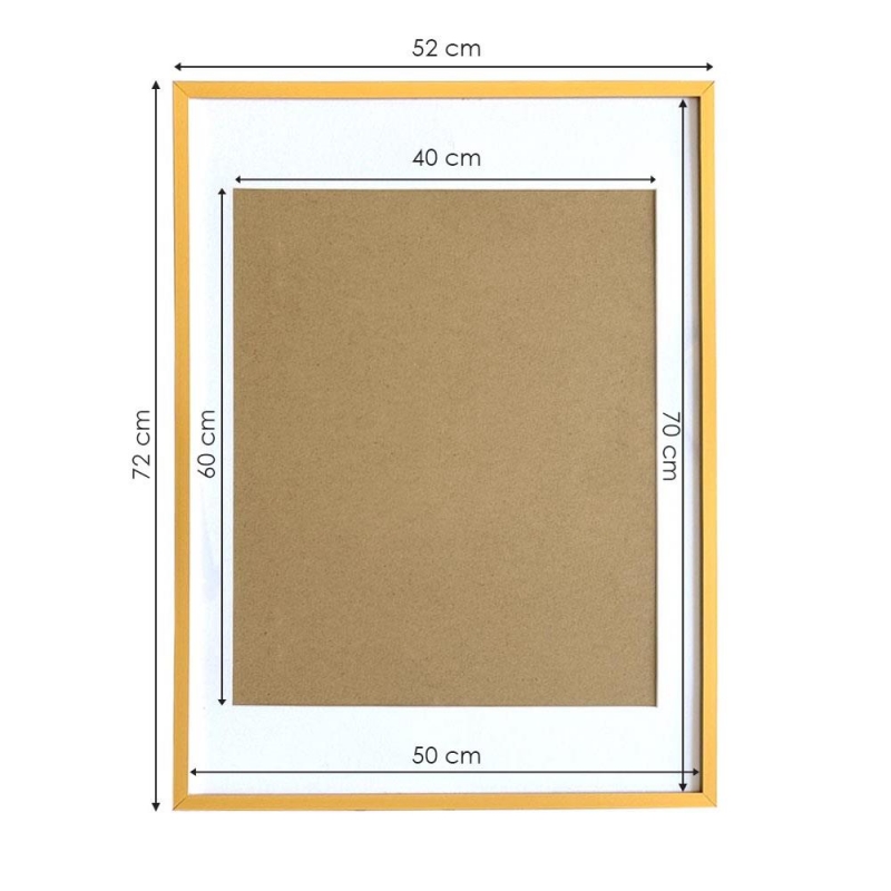 Κορνίζα τοίχου μεταλλική χρυσή με ακρυλικό τζάμι 70x50εκ.