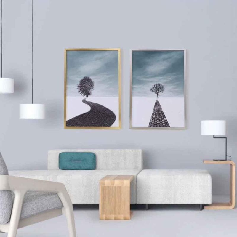 Κορνίζα τοίχου μεταλλική χρυσή με ακρυλικό τζάμι 70x50εκ.