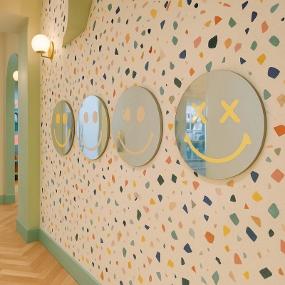 Καθρέφτης μικρός Smiley Face γυάλινος 25x25εκ.