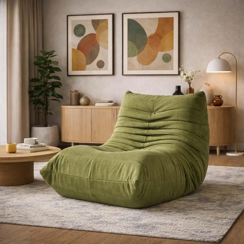 Compressed Nextdeco πολυθρόνα Togo χακί Υ70x85x103εκ.