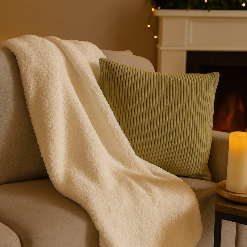 Μαξιλάρι διακοσμητικό γούνινη υφή λαδί 45x45εκ. Μαξιλάρι διακοσμητικό γούνινη υφή λαδί 45x45εκ.