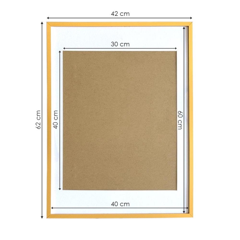 Κορνίζα τοίχου μεταλλική χρυσή με ακρυλικό τζάμι 60x40εκ.