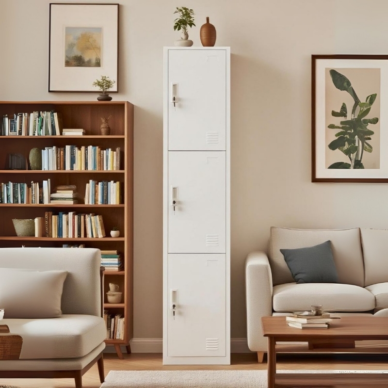 Ντουλάπι μεταλλικό Nextdeco 3 πόρτες με κλειδιά Υ185x38x45εκ.