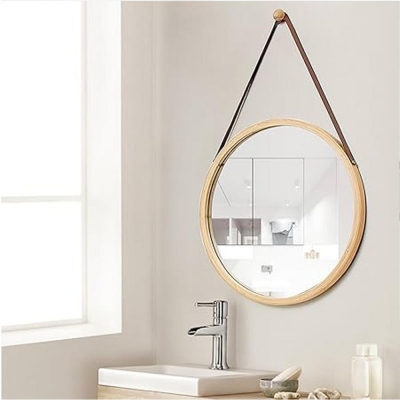 Καθρέφτης τοίχου με λουρί Nextdeco από μπαμπού Ø30εκ. Καθρέφτης τοίχου με λουρί Nextdeco από μπαμπού Ø30εκ.