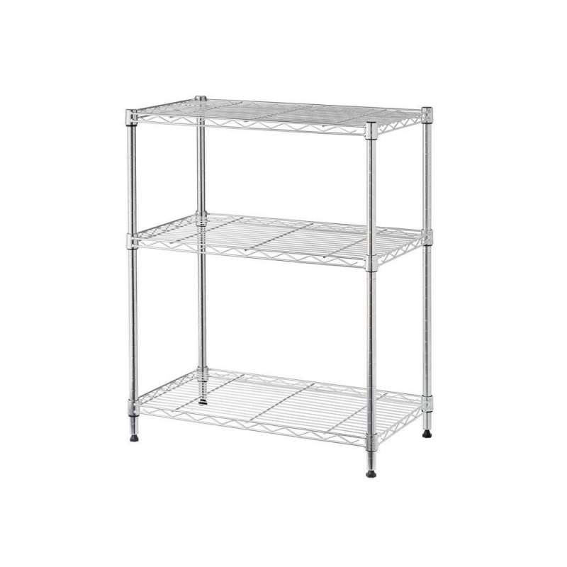 Ραφιέρα inox Nextdeco 3 επίπεδα ρυθμιζόμενη ασημί Υ80×45×30εκ.