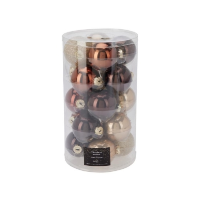 Σετ 20 χριστουγεννιάτικες γυάλινες μπάλες amber γκλίτερ Ø6εκ.