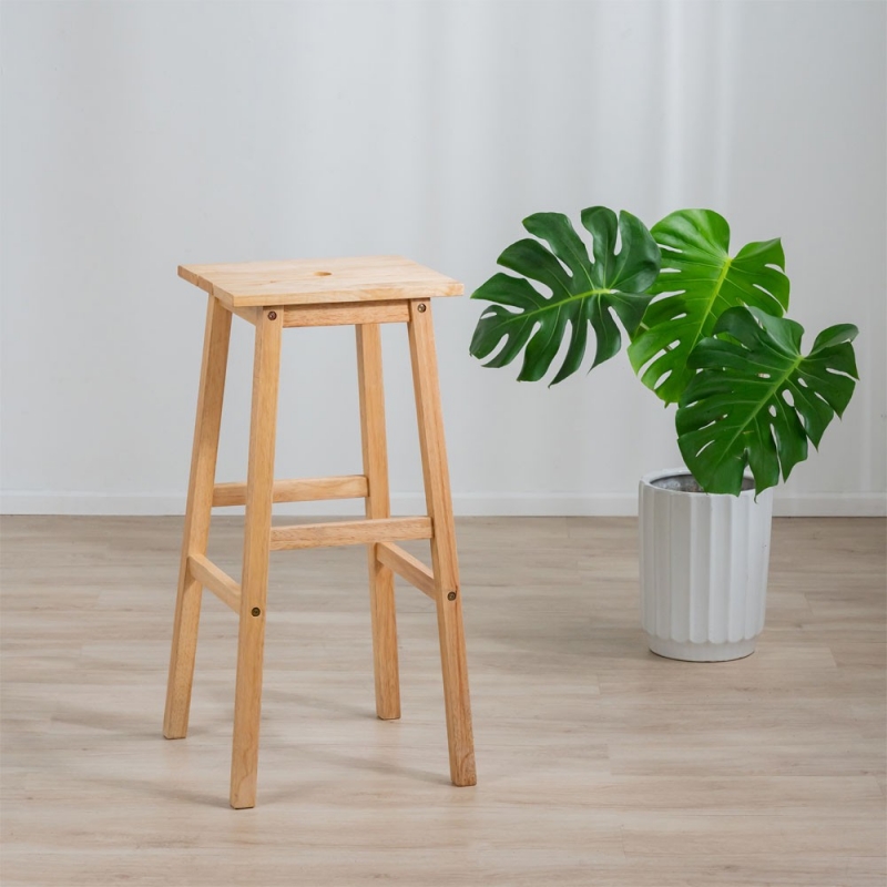 Σκαμπό Nextdeco Natural μασίφ ξύλο Υ72,5×37×39εκ.