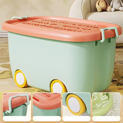 Κουτί αποθήκευσης με 4 ρόδες πράσινο παστέλ Υ24x47x30εκ.