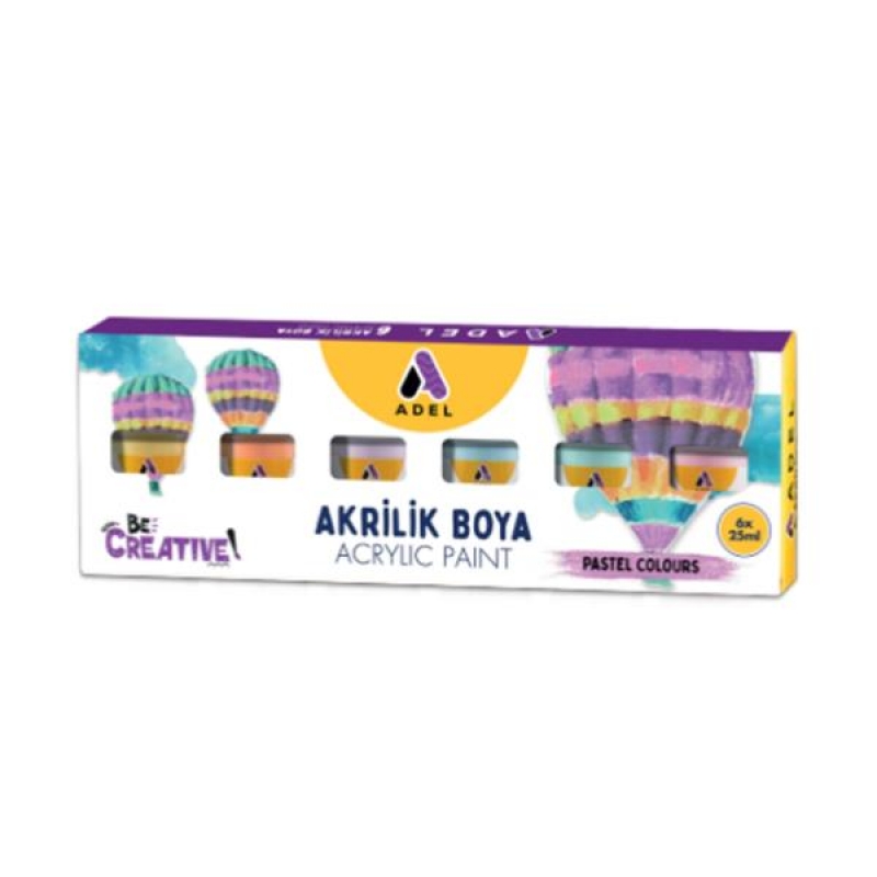 Adel σετ 6 ακρυλικών χρωμάτων Pastel, 25ml ανά χρώμα