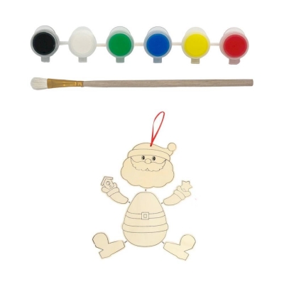 Σετ ζωγραφικής με ξύλινο Άγιο Βασίλη Υ24x22x1,5εκ. και 6 νερομπογιές με πινέλο