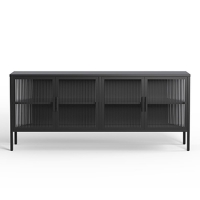 Έπιπλο τηλεόρασης μεταλλικό Nextdeco με ανοιγόμενες πόρτες μαύρο Υ80x150x35εκ.